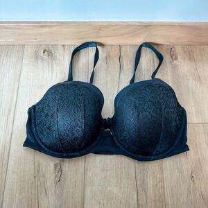 Victoria's‎ Secret Black Lace Velvet Trim  Demi Bra 38DDD